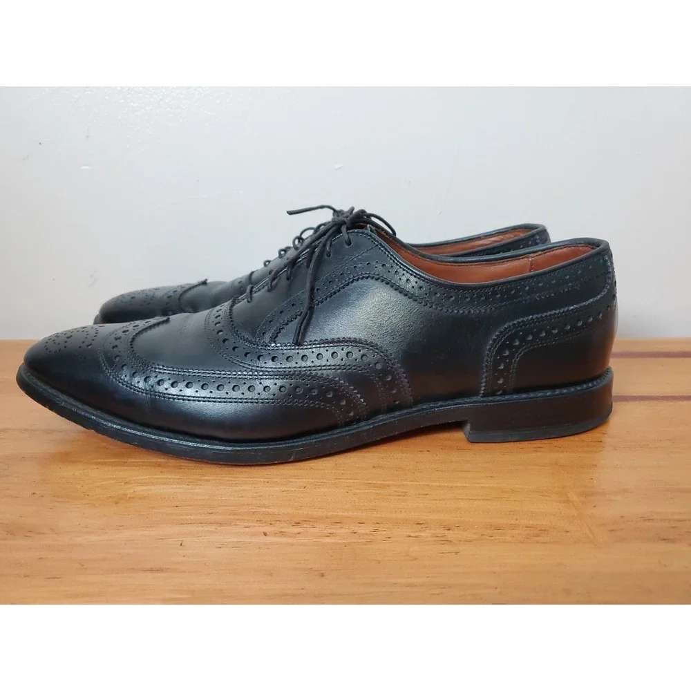 Allen Edmonds McAllister Wingtip Shoes 13 2A AA Narrow Black‎ Leather USA Brogue